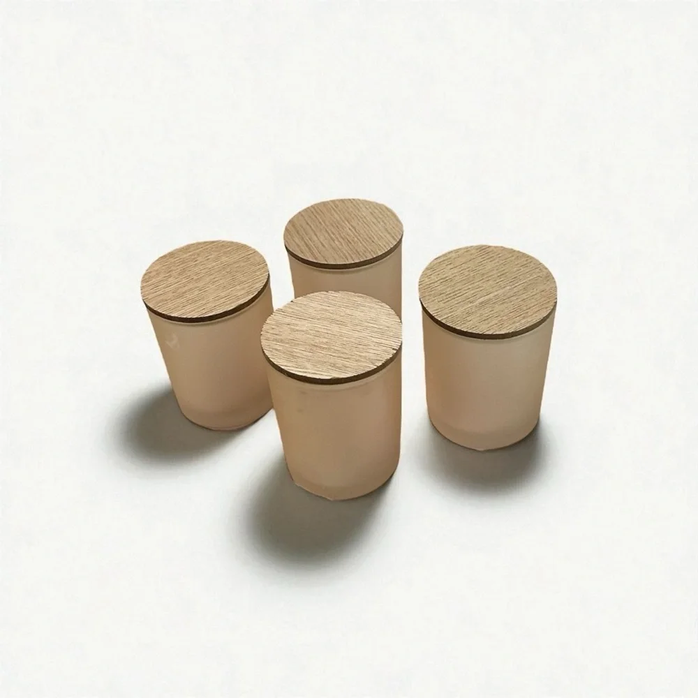 4 Small Glass with Wood Lid Storage Containers 3